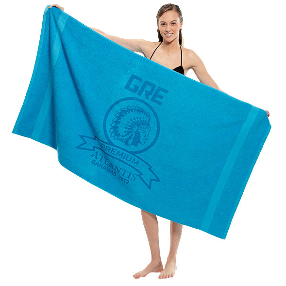 BL1107 - King Size Dobby Hem Terry Beach Towel, Custom Tone On Tone Logo Towels